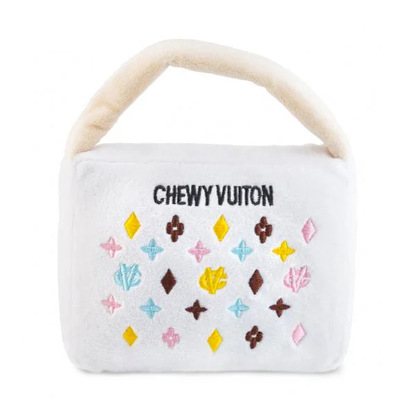 Chewy Vuiton Purse Dog Toy: White