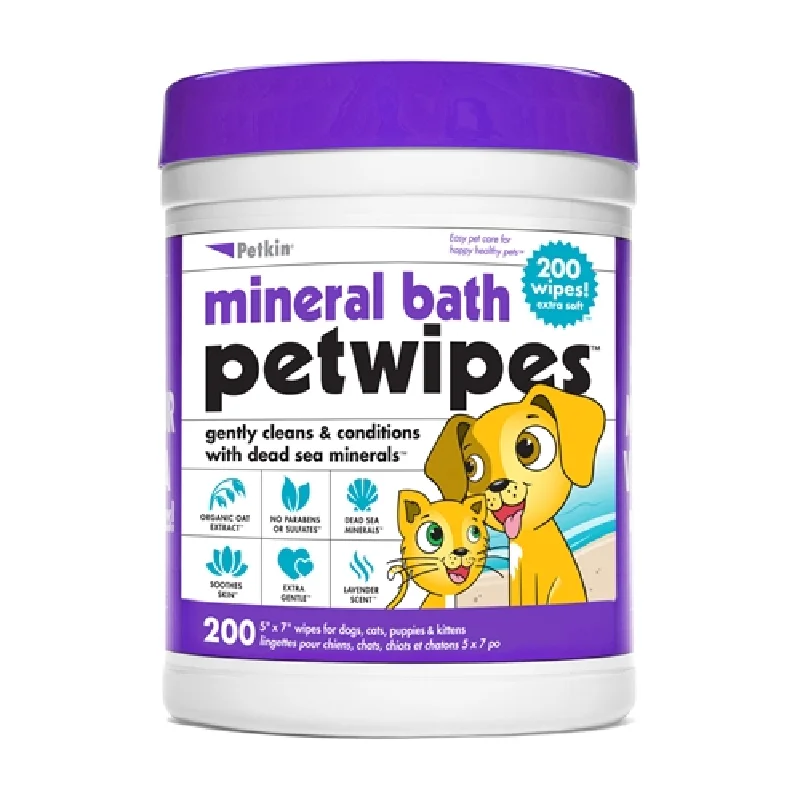 Petkin Mineral Bath Pet Wipes for Dogs and Cats