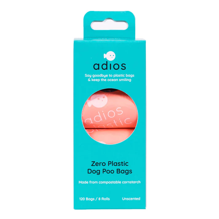 Adios Compostable Dog Poo Bags Coral Pink- 120 Bags