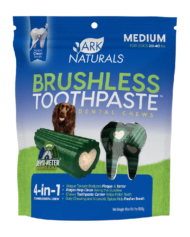 Ark Naturals Brushless Toothpaste Dental Chews for Dogs - Medium 18oz