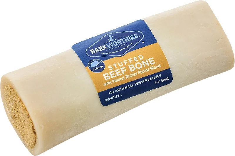 Barkworthies Stuffed Shin Bone Peanut Butter Large