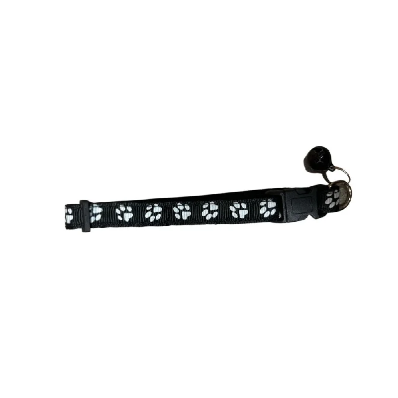 Dog Collar Paw Print Black