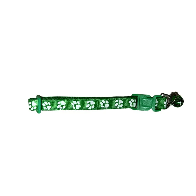 Dog Collar Paw Print Green