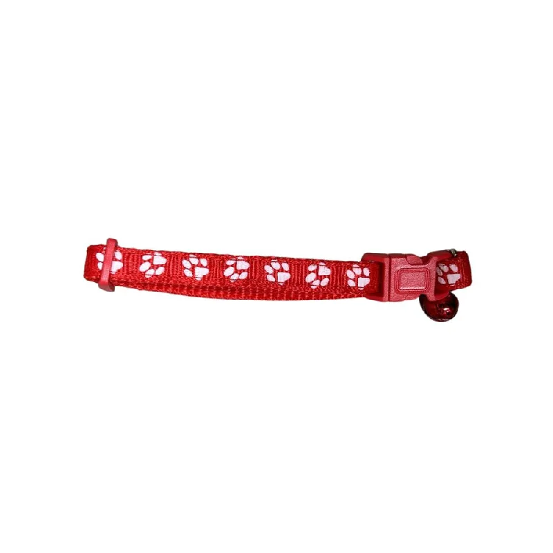 Dog Collar Paw Print Red