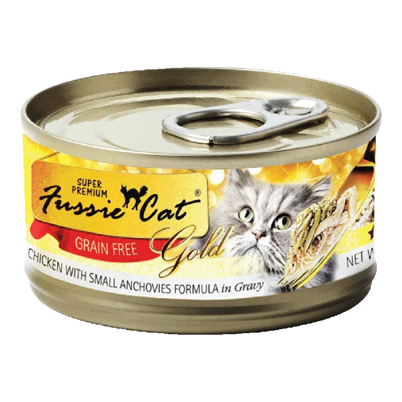 Fussie Cat Gold Label Chicken with Small Anchovies in Gravy 80g