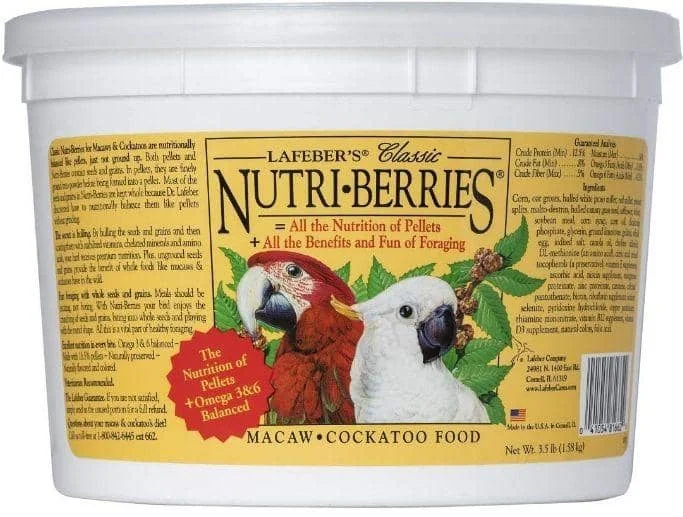 Lafeber Classic Nutri-Berries Macaw & Cockatoo Food - 3.5 lb Bucket