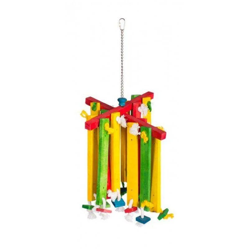 Prevue Bodacious Bites Wood Chimes Bird Toy - 1 Pack - (Approx. 12"L x 12"W x 23.25"H)